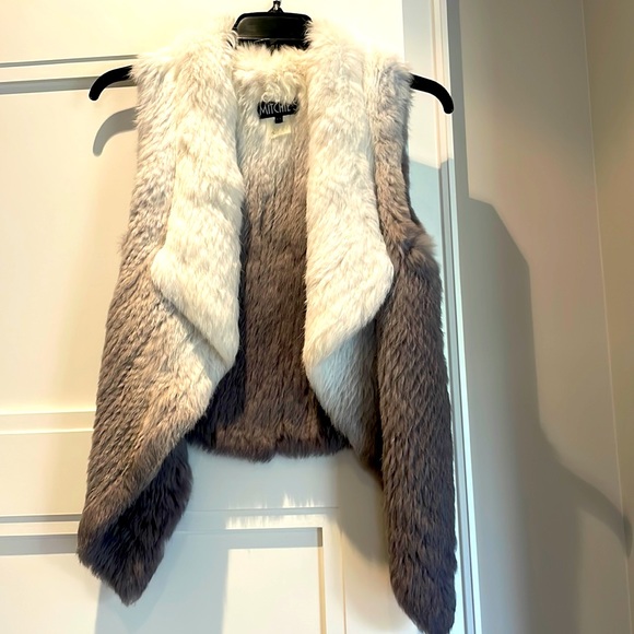 Mitchie’s XS Real Rabbit Fur White & Gray Ombré Vest - Picture 7 of 7